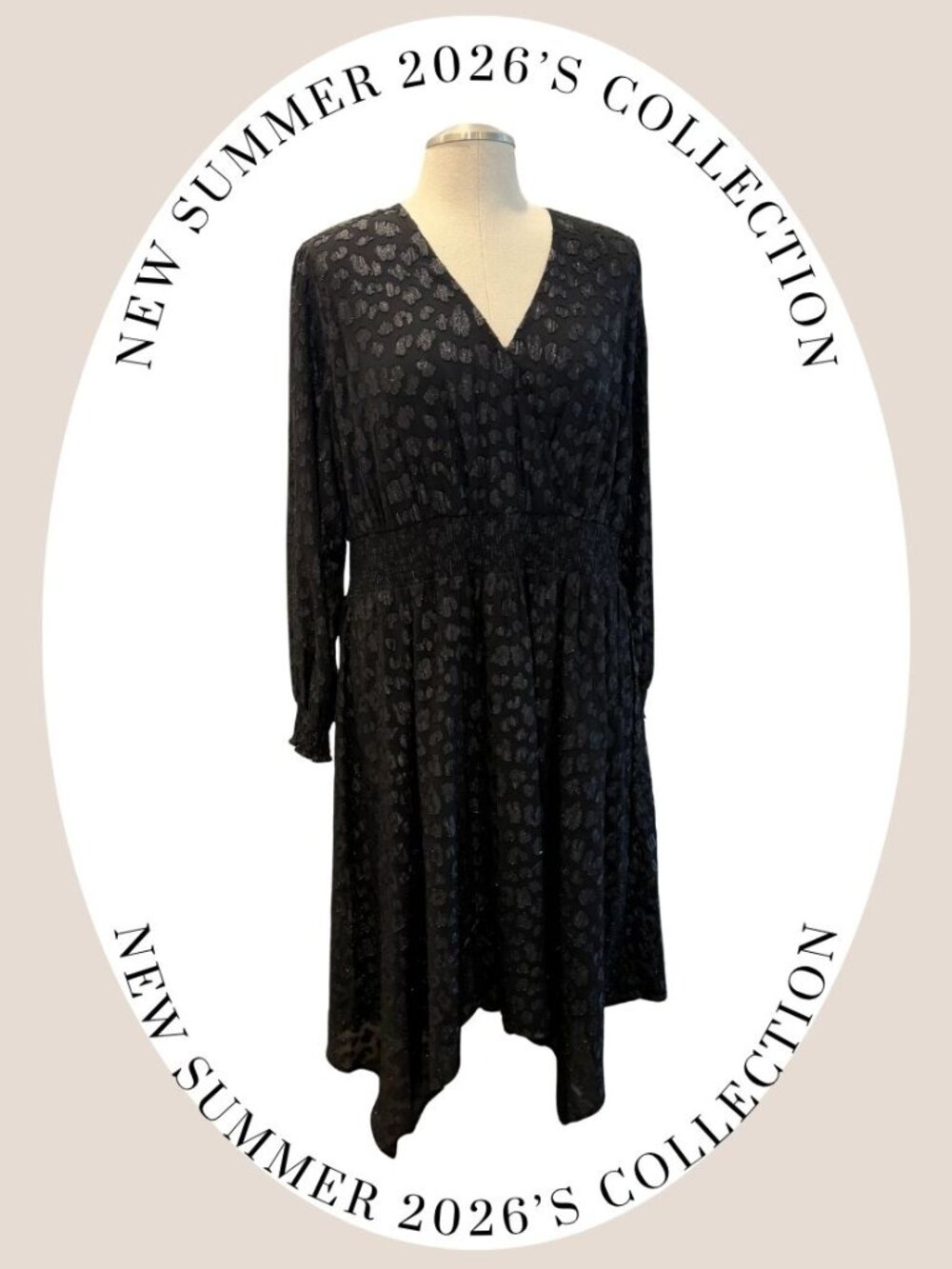 Michael Michael Kors 2X Black Leopard Jacquard Smocked Waist Midi Dress NWOT